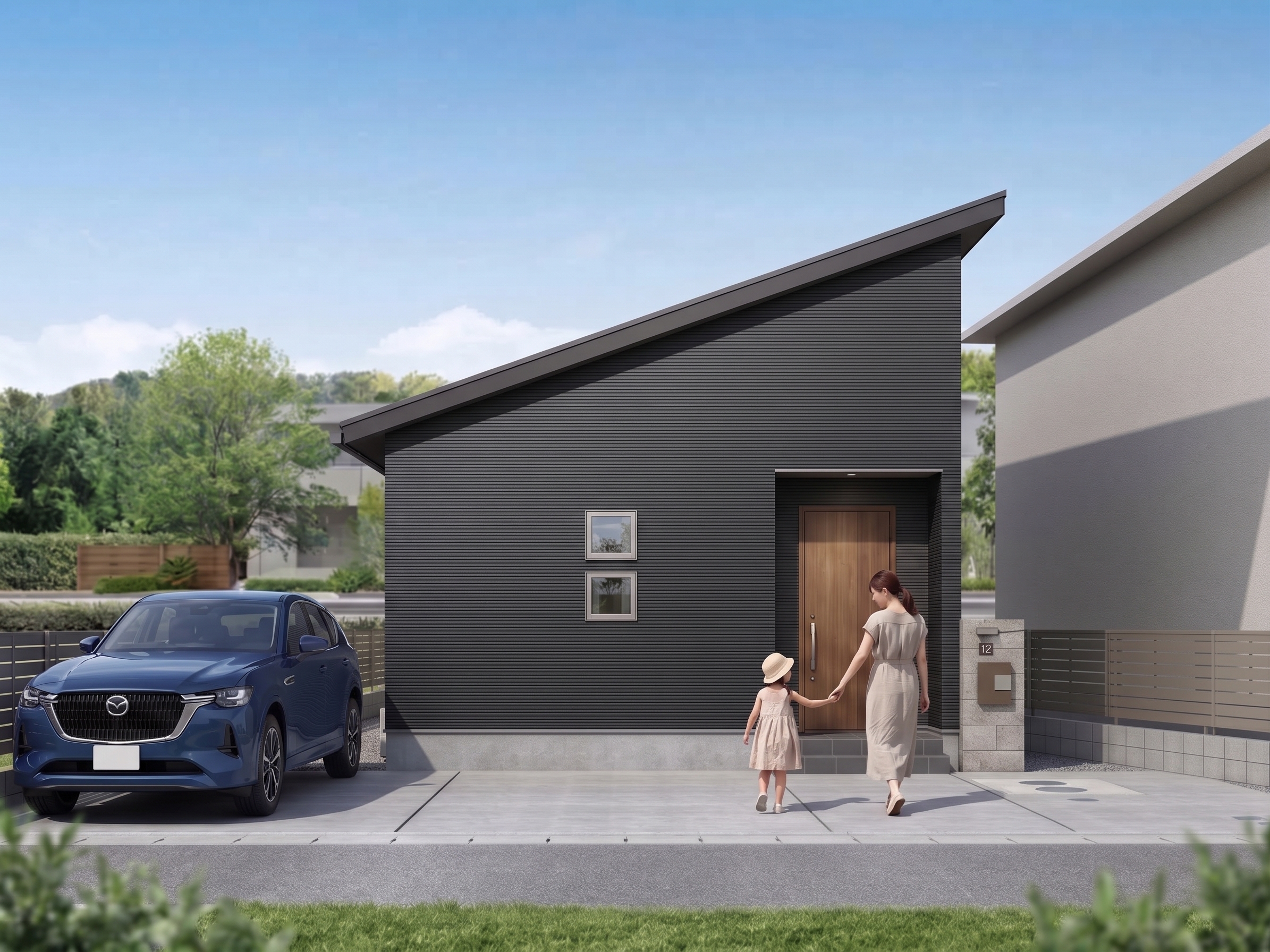 尾道市高須町 無垢床コンパクト平屋モデルハウス外観